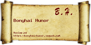 Bonyhai Hunor névjegykártya